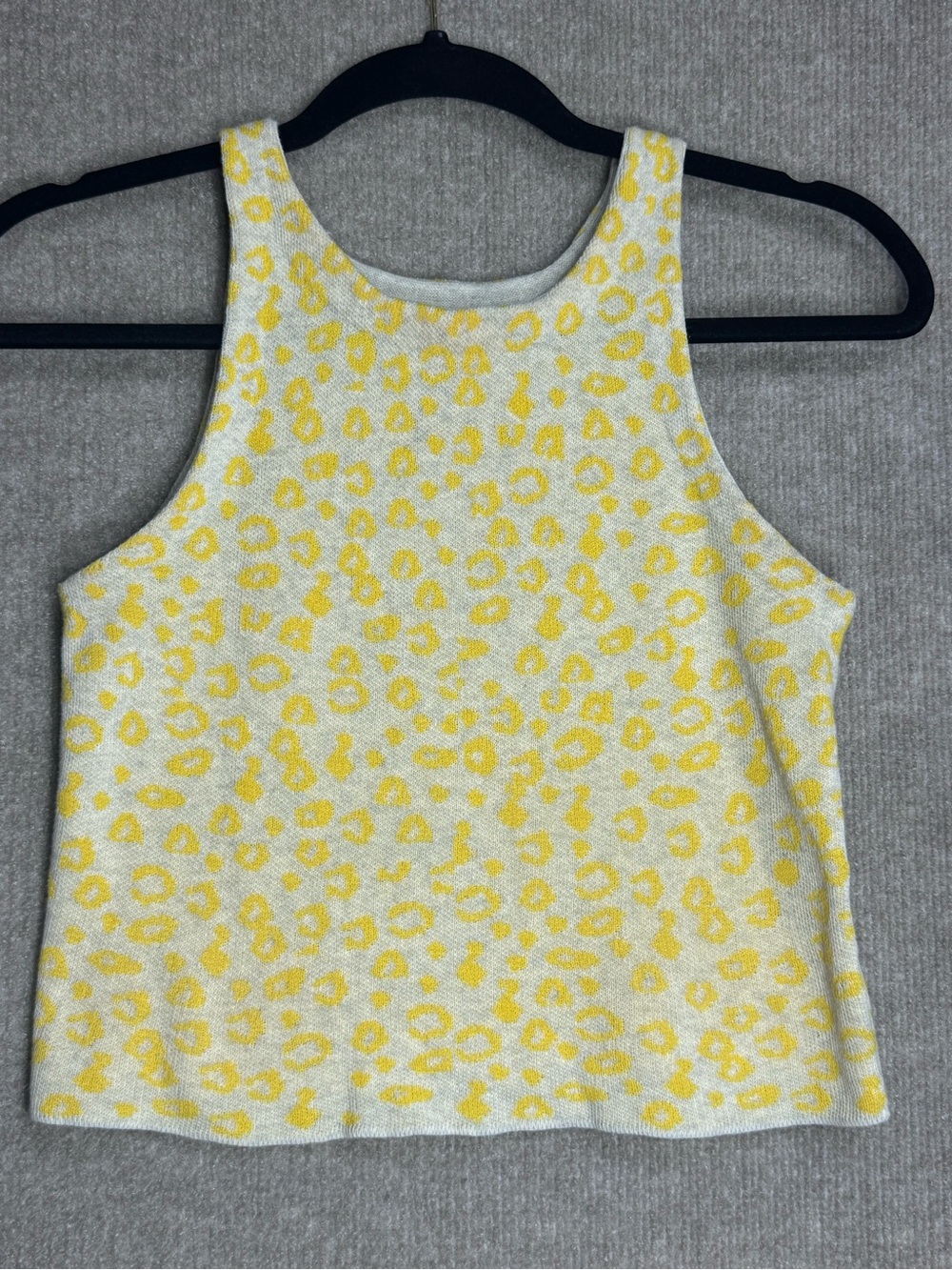 Storia Yellow Animal Print Cropped Textured Tank Size Small - Picture 2 of 7